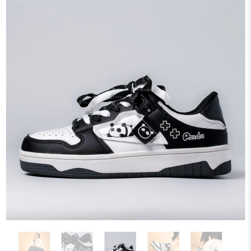 Black and White Chunky Low-Top Sneakers